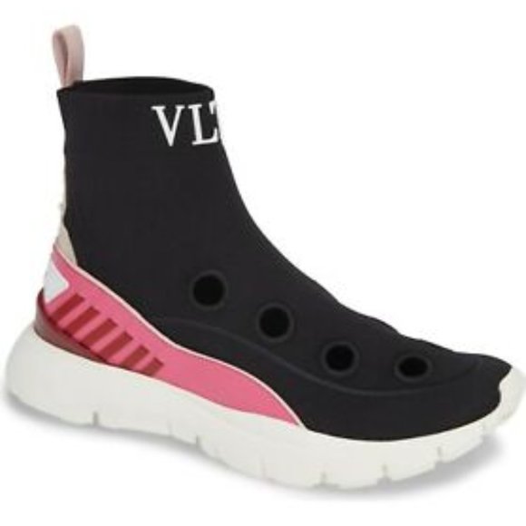 Valentino Garavani VLTN Heroes High Top Sneaker Women Black Pink - Picture 1 of 7